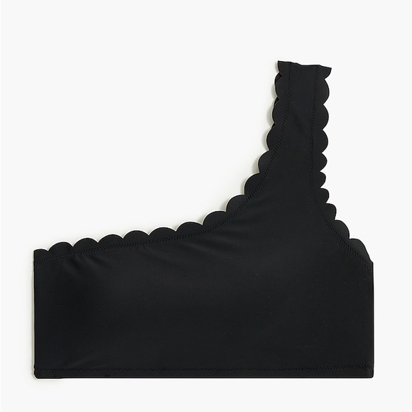 J Crew Factory Bikini Swim Top Plus Size One Shoulder Scalloped Black 3X NWT - Picture 4 of 5